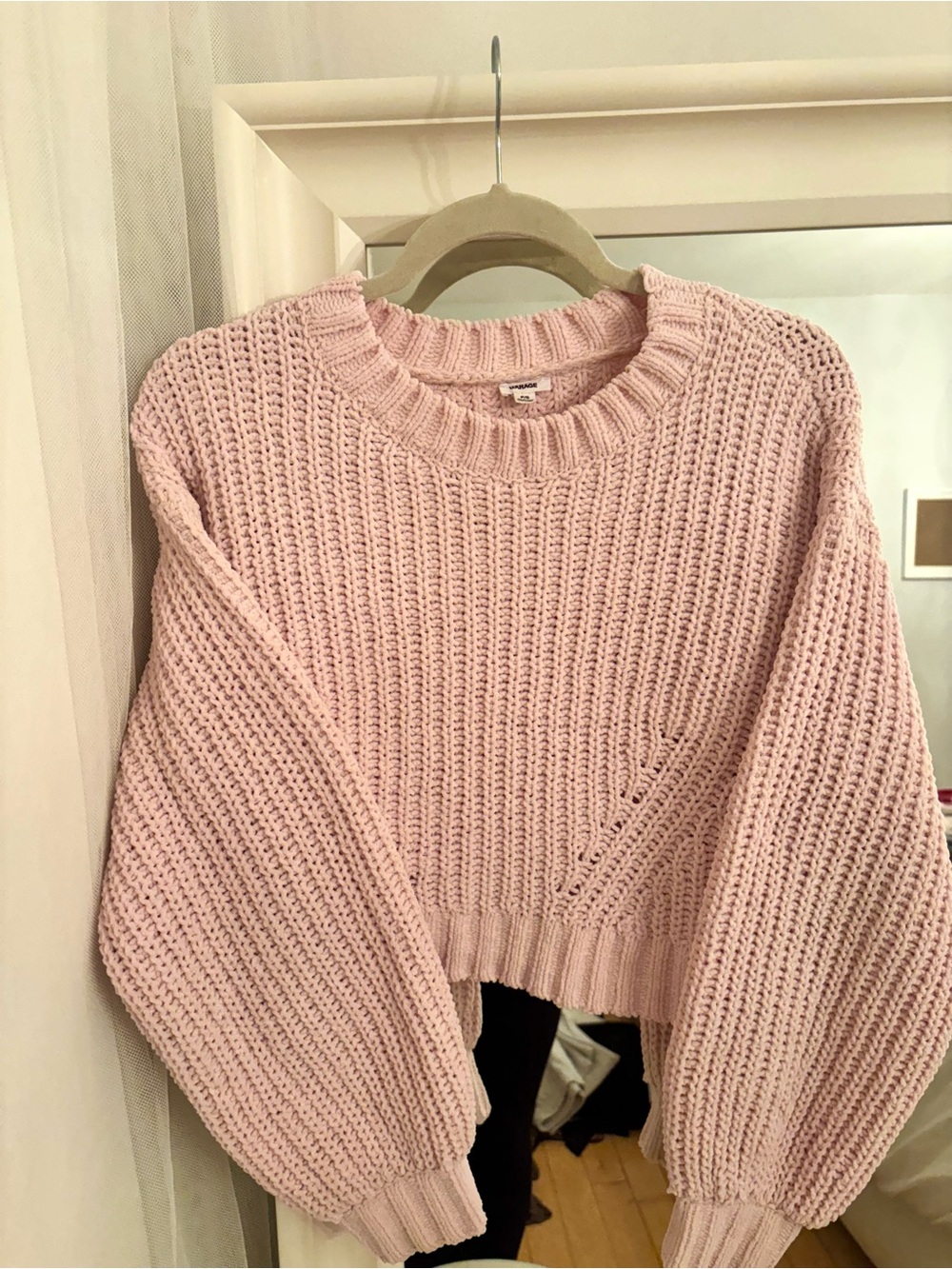 GARAGE chunky knitted baby pink sweater
